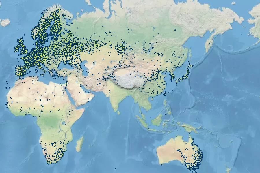 Phragmites australis subsp. australis Native Range