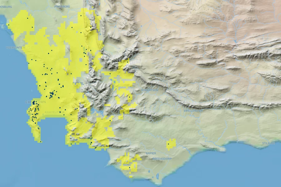 Phylica plumosa Native Range