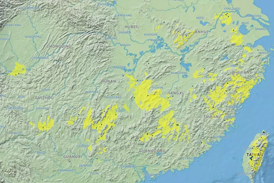 Phyllostachys edulis Native Range