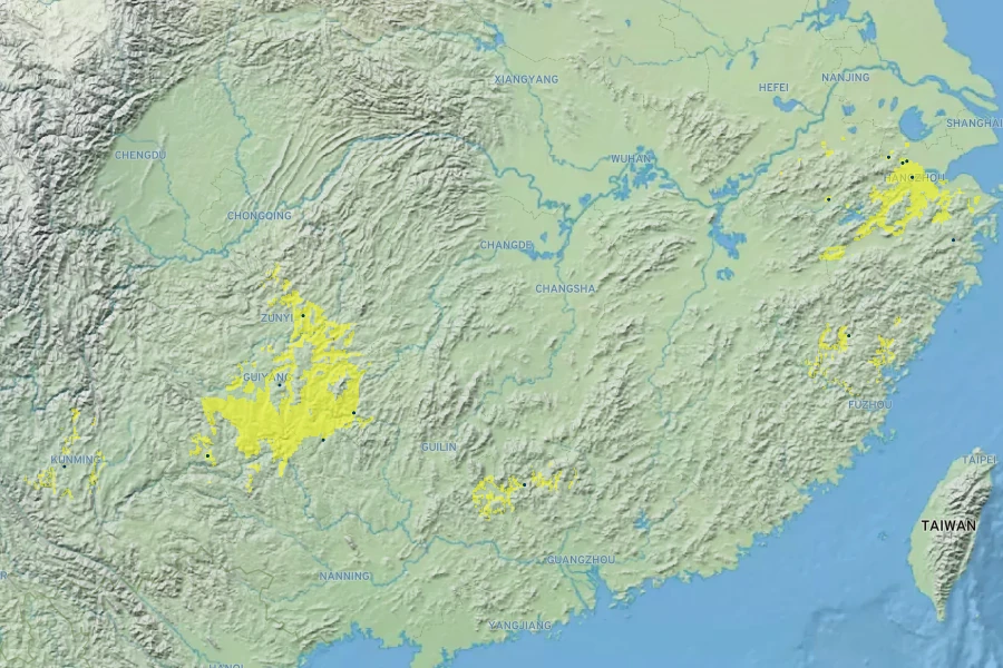 Phyllostachys meyeri Native Range
