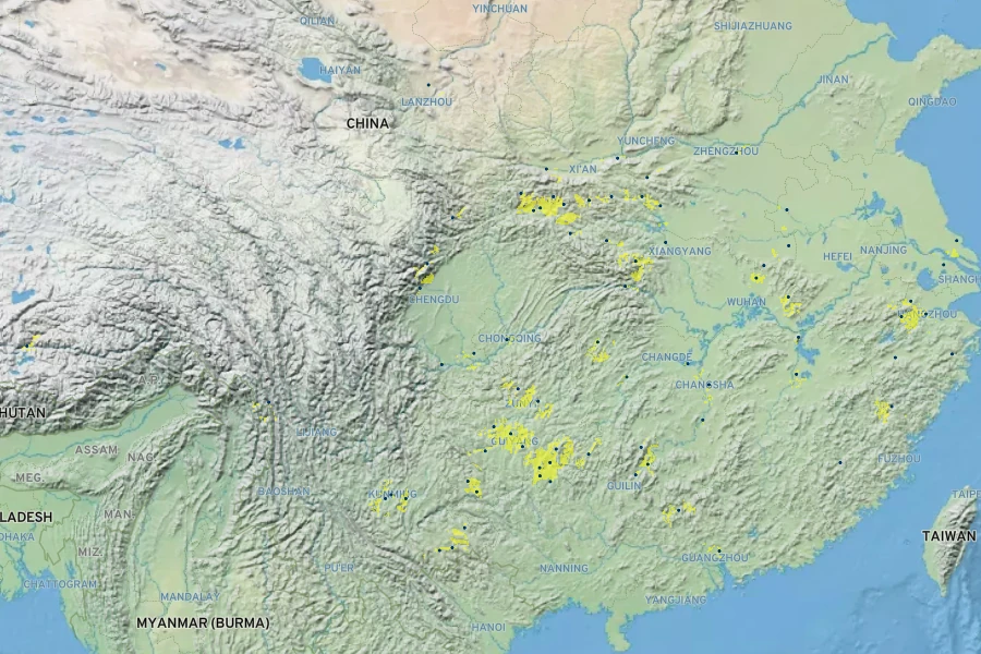 Phyllostachys nigra var. henonis Native Range