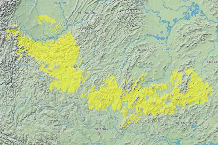 Phyllostachys nigra Native Range