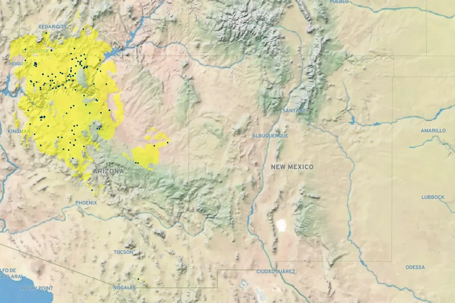 Physaria arizonica Native Range