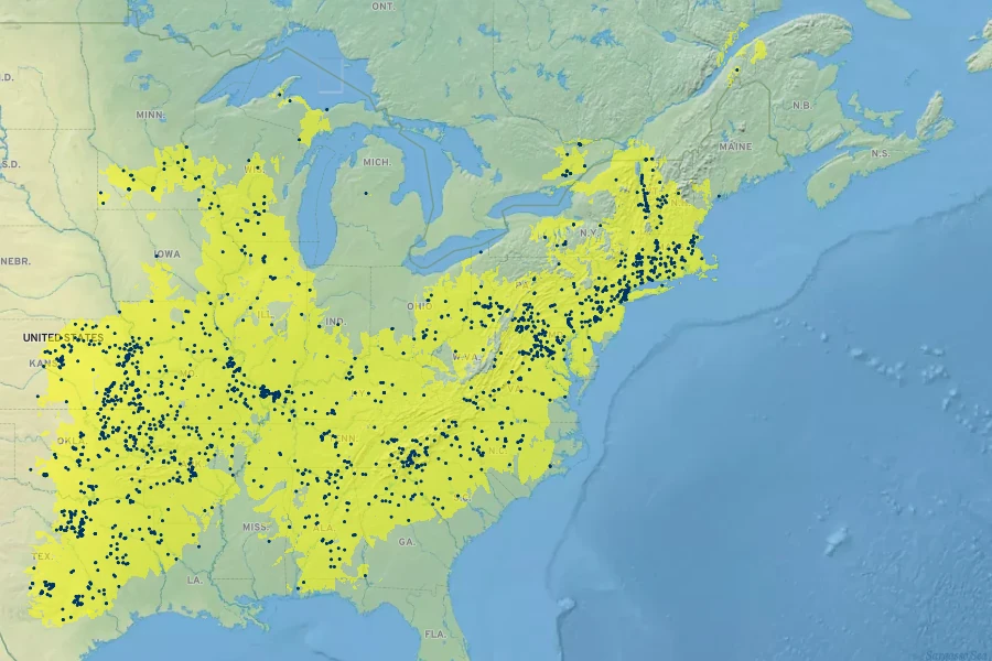 Physematium obtusum Native Range