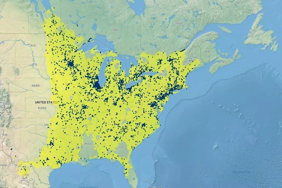 Physostegia virginiana Native Range