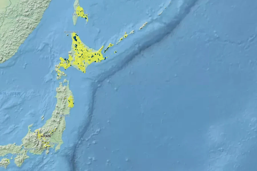 Picea glehnii Native Range