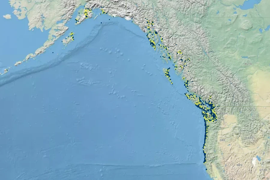 Picea sitchensis Native Range