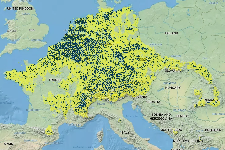 Pilosella aurantiaca Native Range