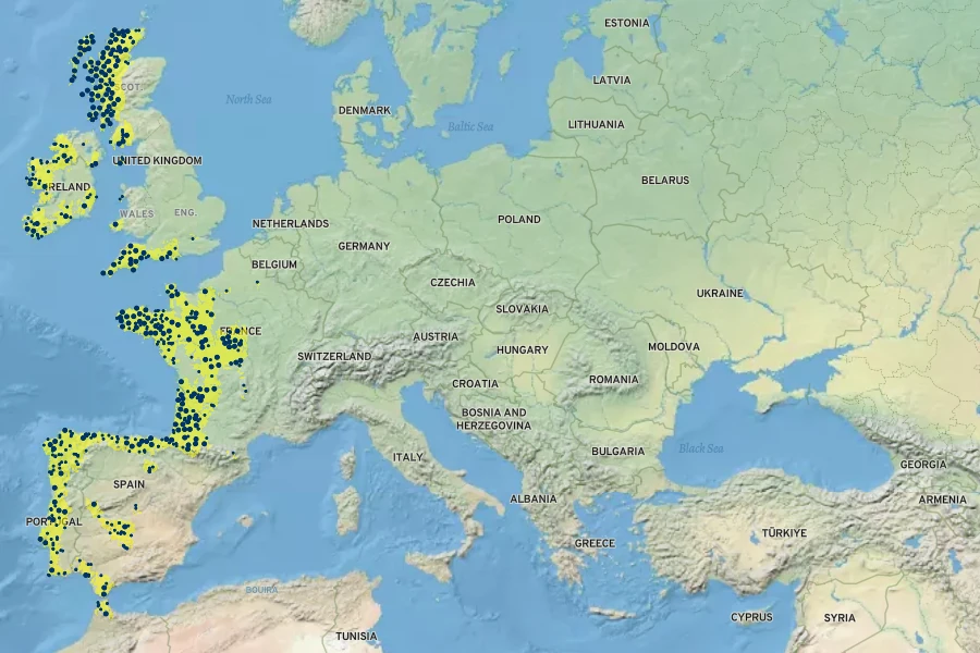 Pinguicula lusitanica Native Range