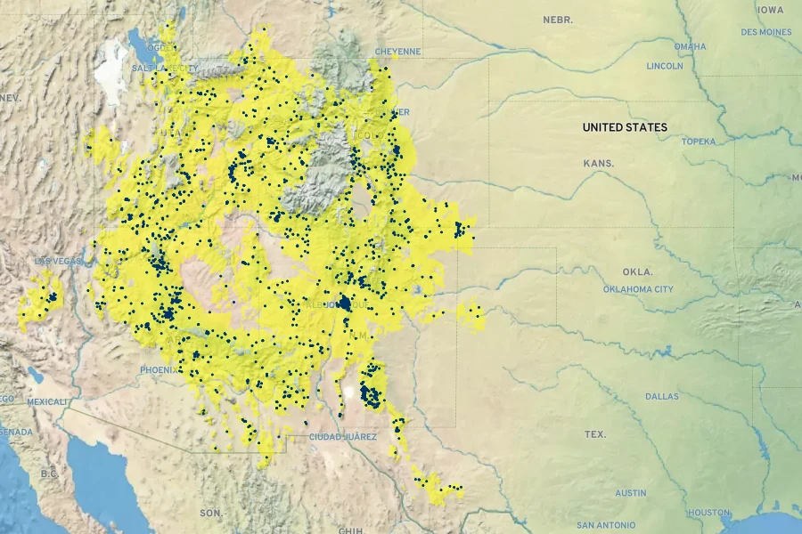 Pinus edulis Native Range