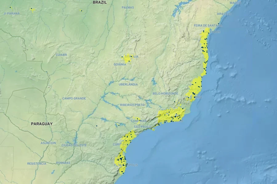 Piper amplum Native Range