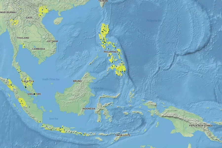 Piper betle Native Range