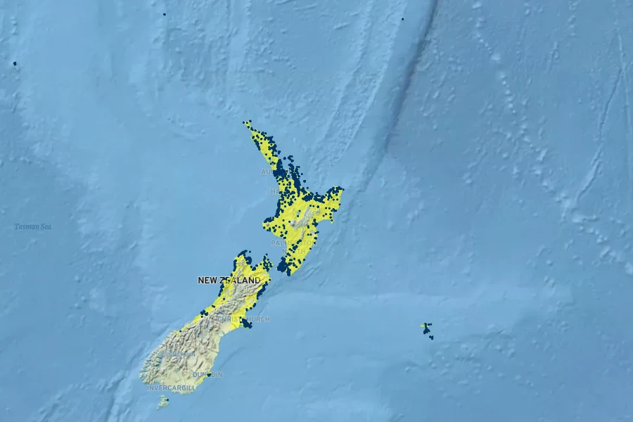 Piper excelsum Native Range