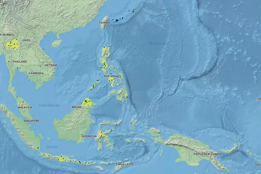 Piper retrofractum Native Range