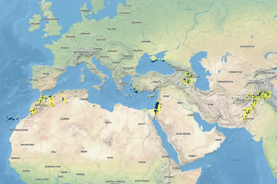 Pistacia atlantica Native Range