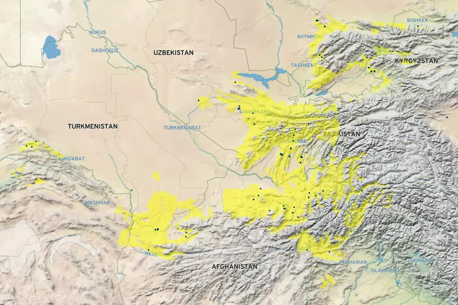 Pistacia vera Native Range
