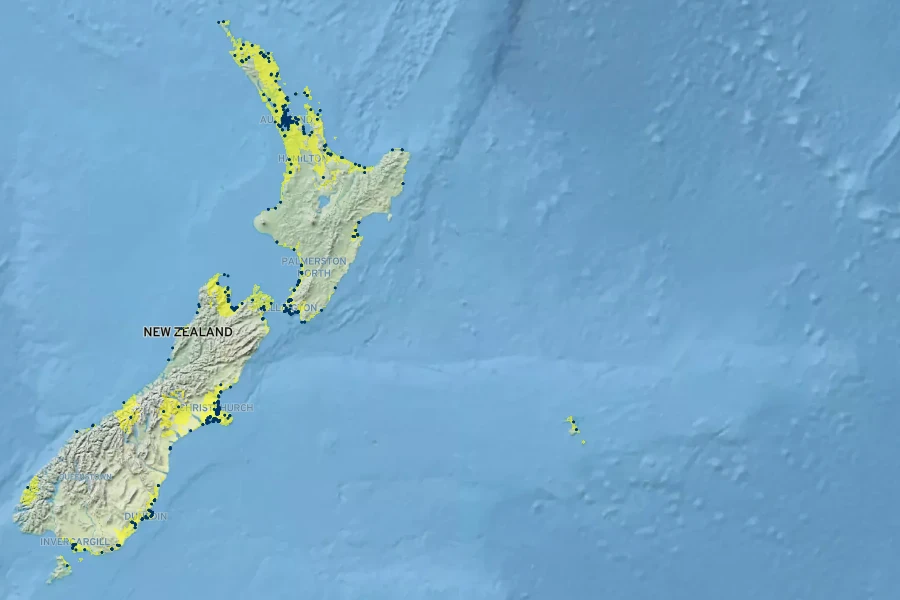 Plagianthus divaricatus Native Range