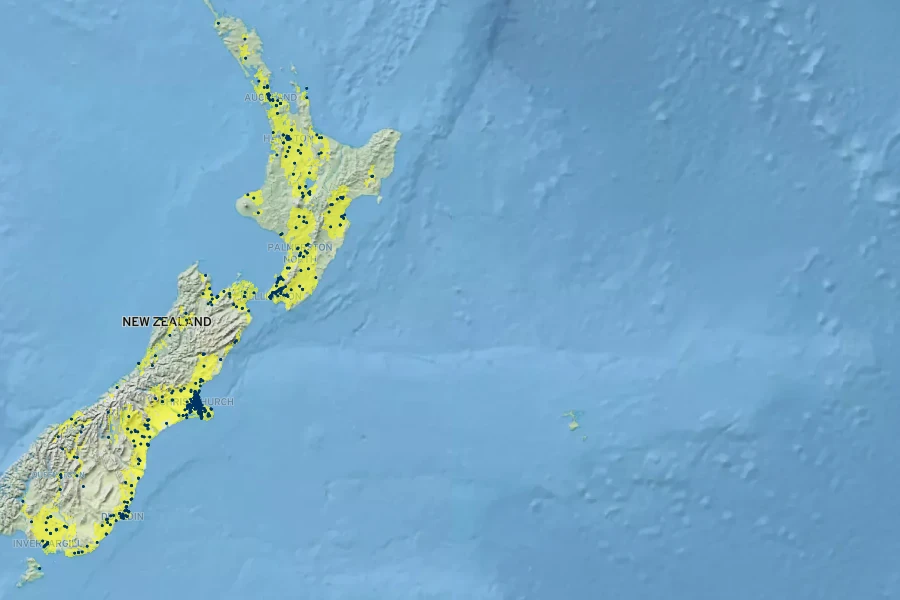 Plagianthus regius Native Range