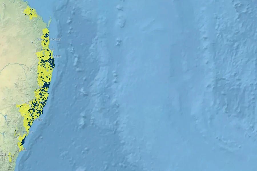 Planchonella australis Native Range
