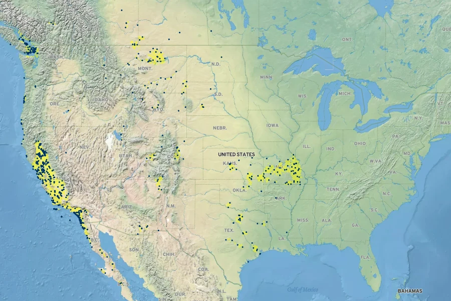 Plantago elongata Native Range