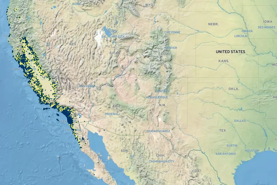 Plantago erecta Native Range
