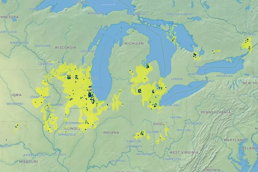 Platanthera leucophaea Native Range
