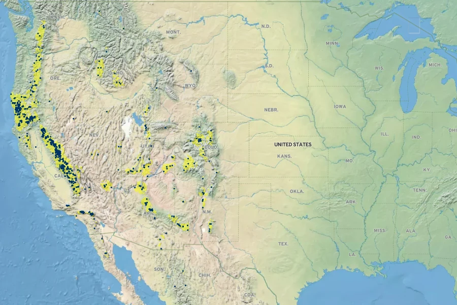 Platanthera sparsiflora Native Range