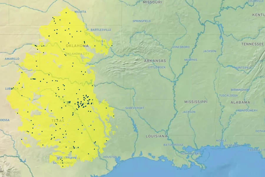Poa arachnifera Native Range