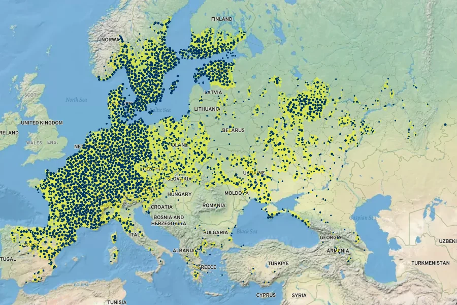 Poa compressa Native Range