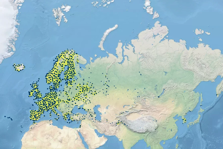 Poa trivialis Native Range