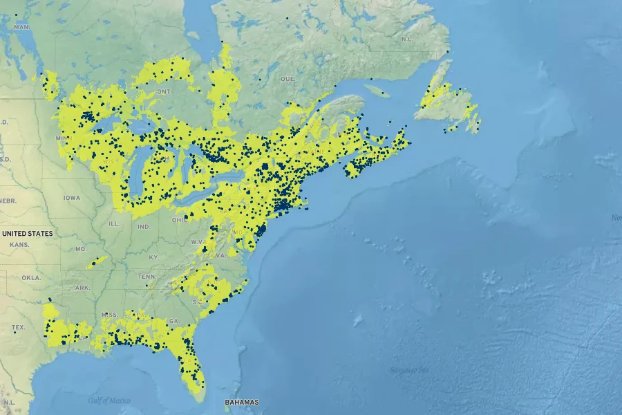 Pogonia ophioglossoides Native Range