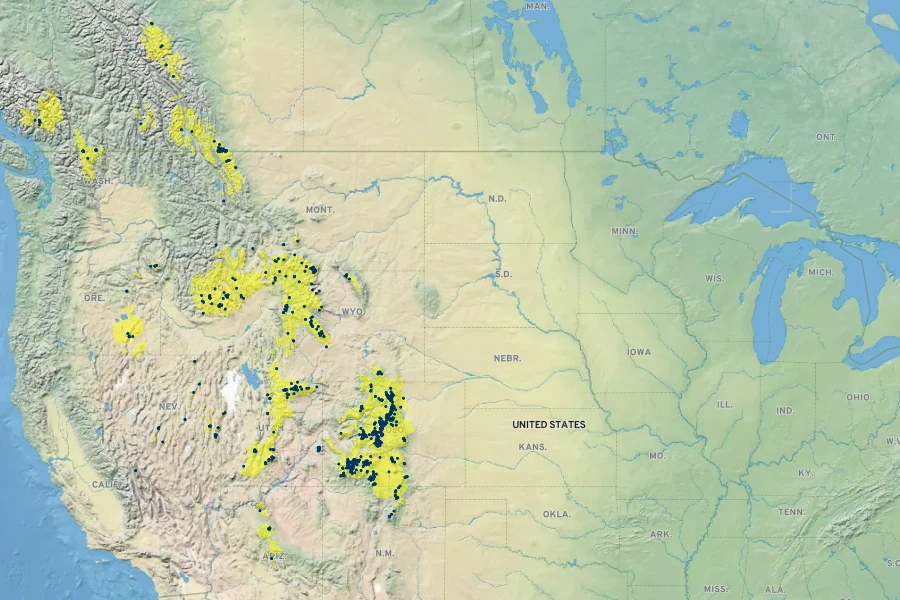 Polemonium viscosum Native Range