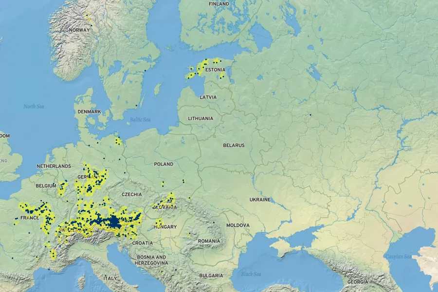 Polygala amara Native Range