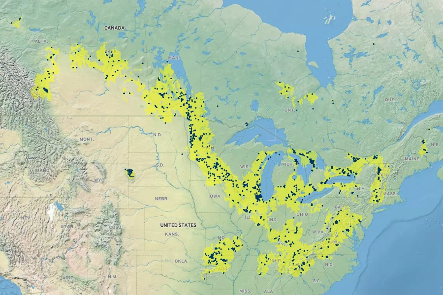 Polygala senega Native Range