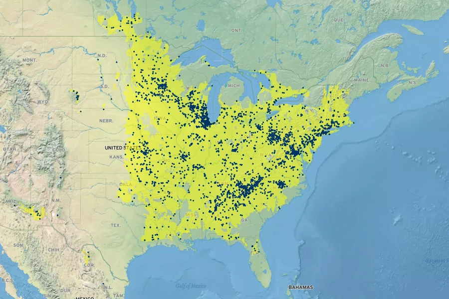Polygonatum biflorum Native Range