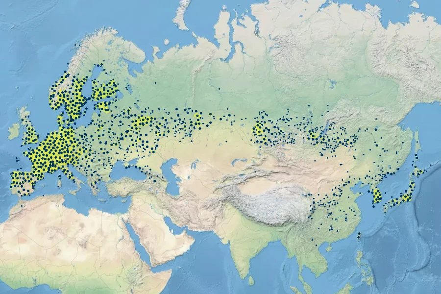 Polygonatum odoratum Native Range