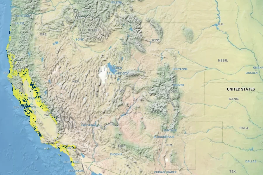 Polypodium calirhiza Native Range