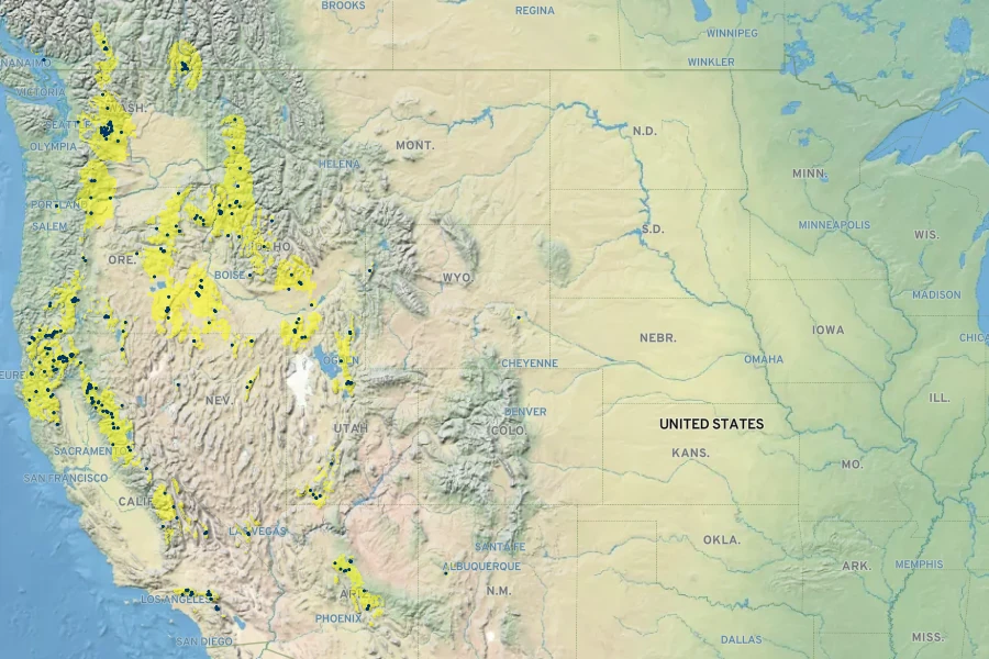 Polystichum scopulinum Native Range
