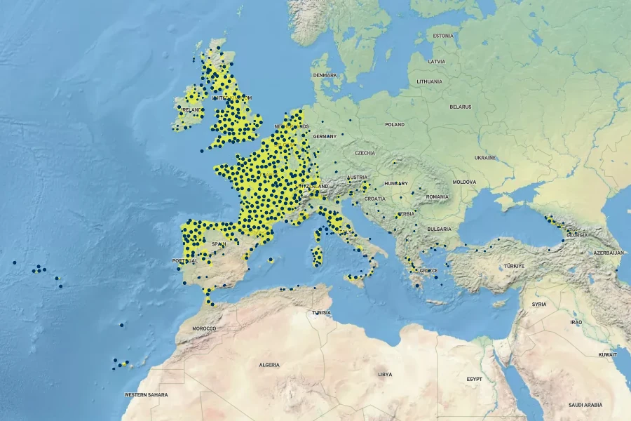 Polystichum setiferum Native Range