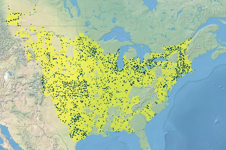 Populus deltoides Native Range