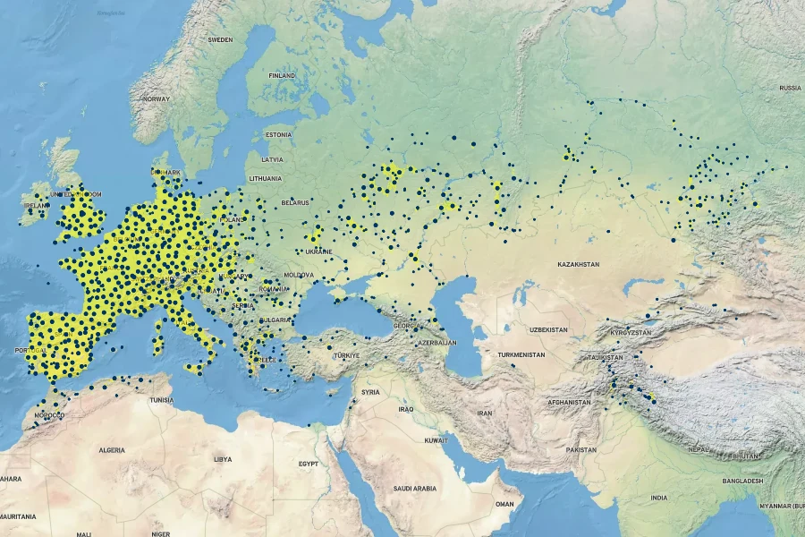 Populus nigra Native Range