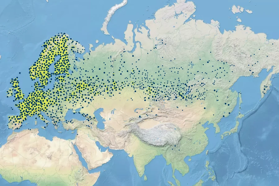 Populus tremula Native Range