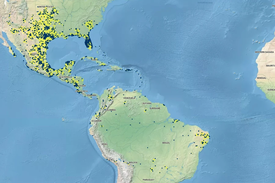 Portulaca pilosa Native Range