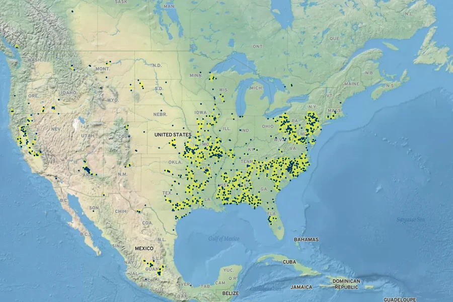 Potamogeton diversifolius Native Range