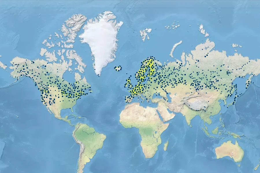 Potamogeton gramineus Native Range