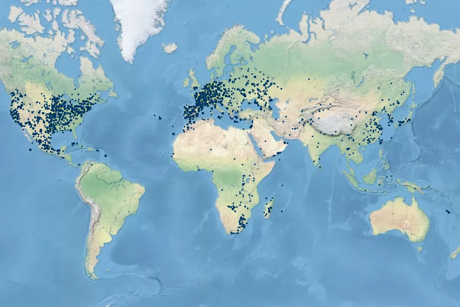 Potamogeton nodosus Native Range
