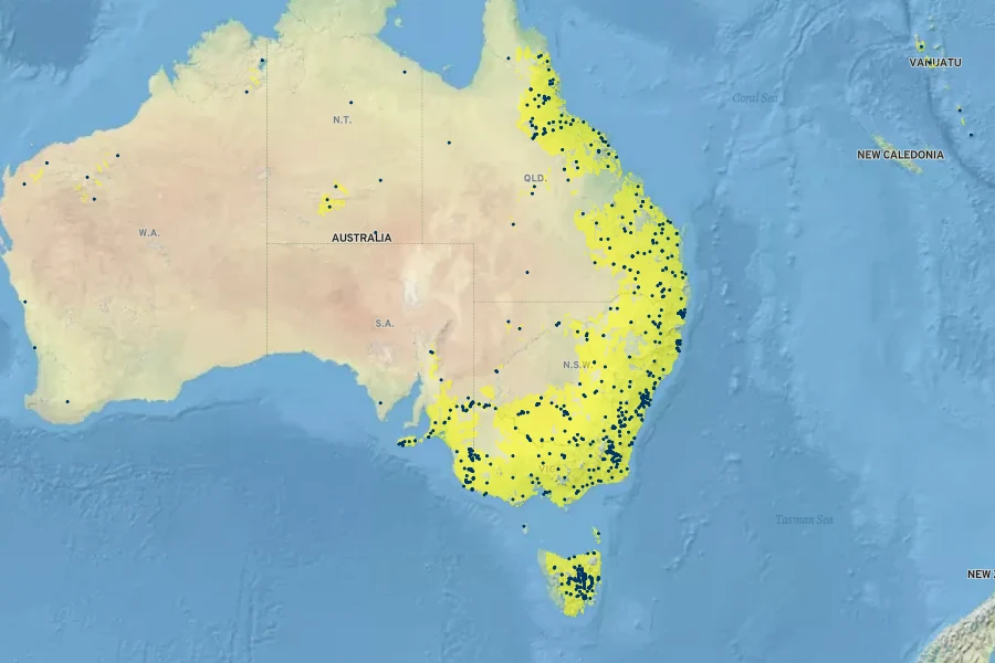Potamogeton tricarinatus Native Range