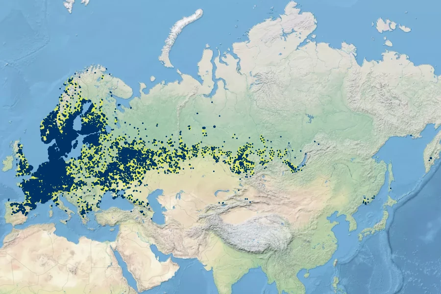 Potentilla argentea Native Range