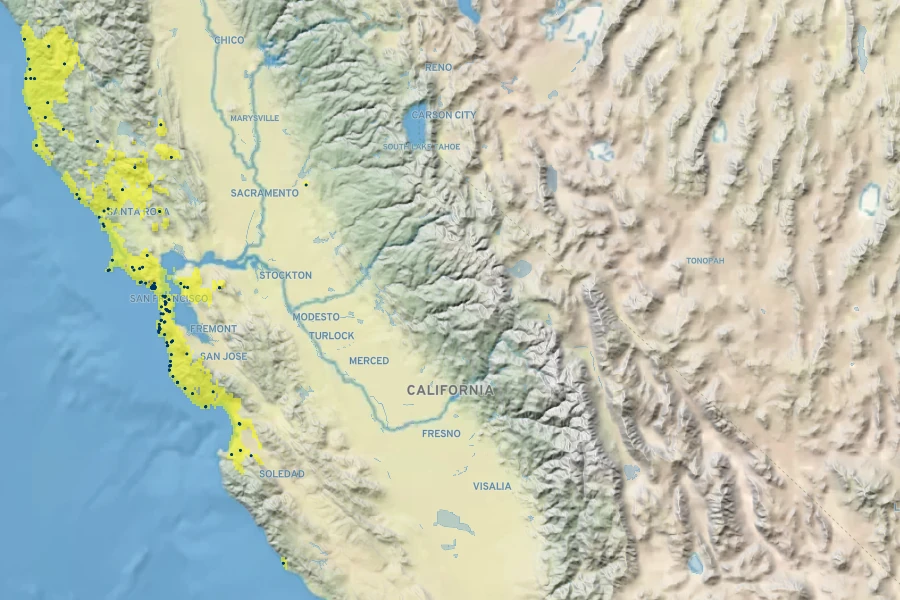 Potentilla californica Native Range