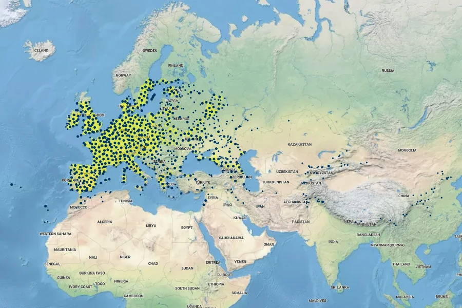 Potentilla reptans Native Range